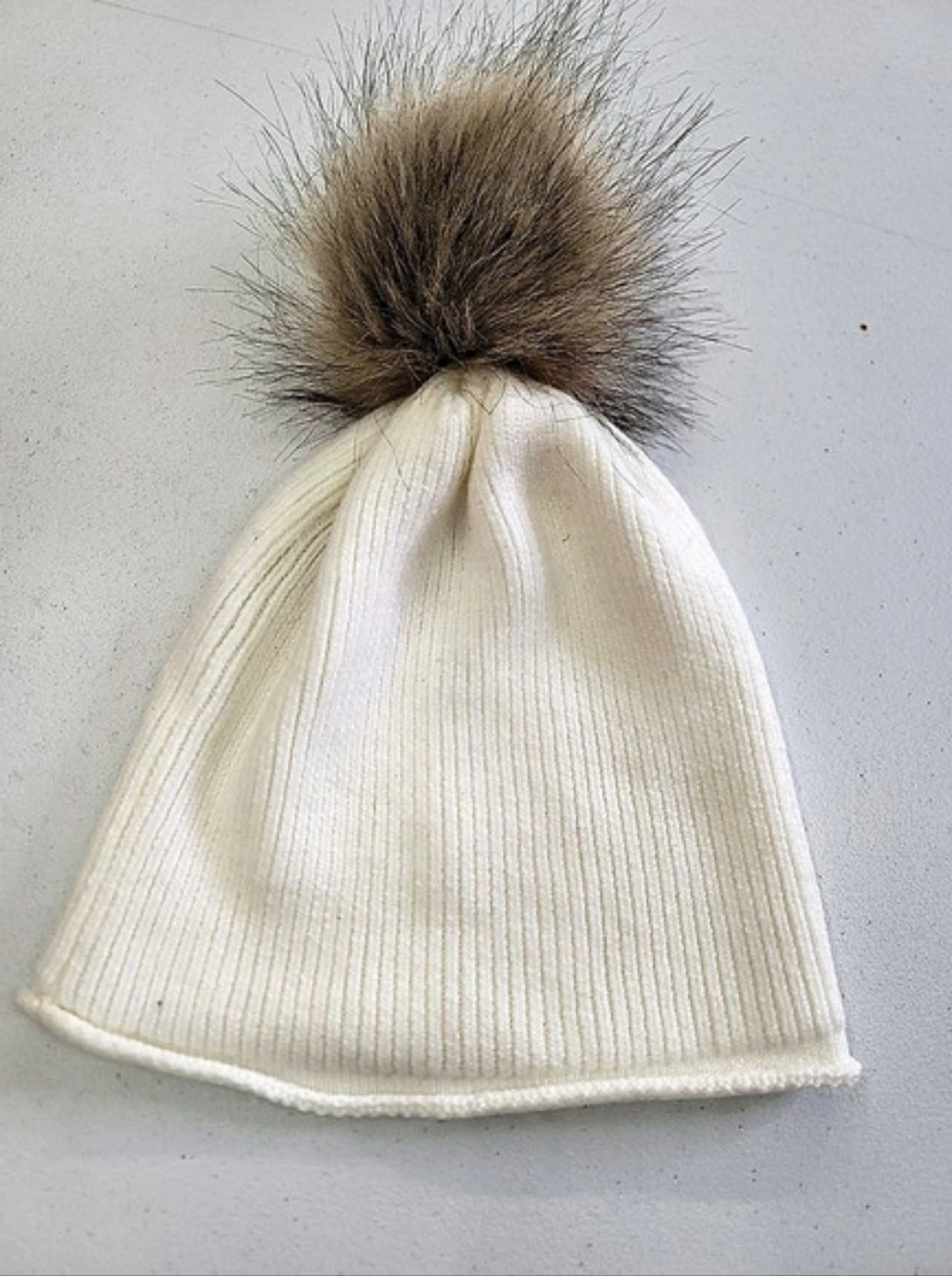 Main Character Faux Fur Pom Beanie in White
